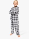 Minijammies Kids' Mason Check Print Pyjama Set, Black/White