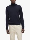 BOSS Musso Wool Roll Neck Jumper, Dark Blue