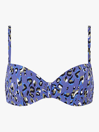 Chantelle EOS Leopard Print Memory Foam Bikini Top, Blue