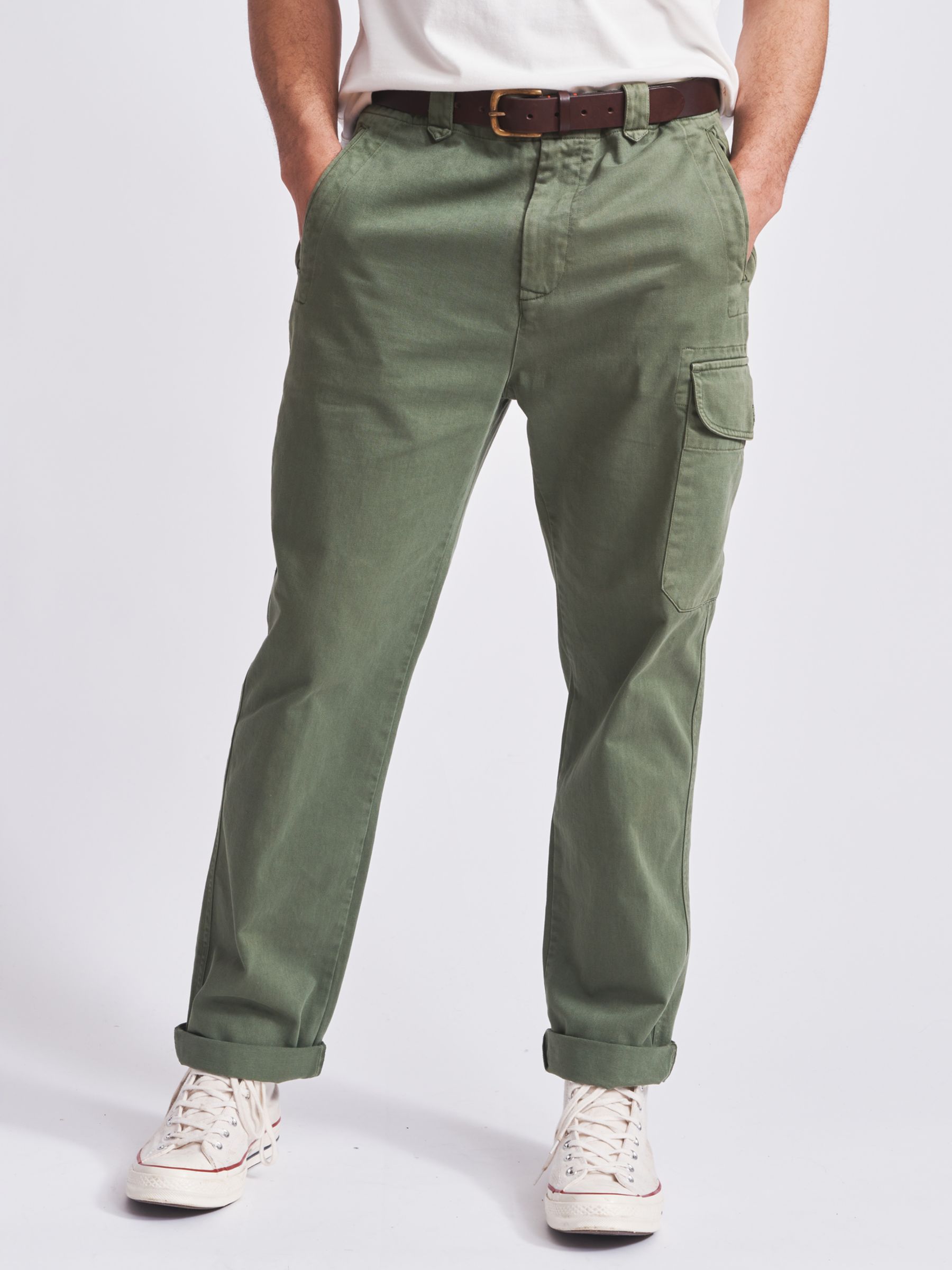 Aubin Elsham Cotton Cargo Trousers, Khaki, 30R