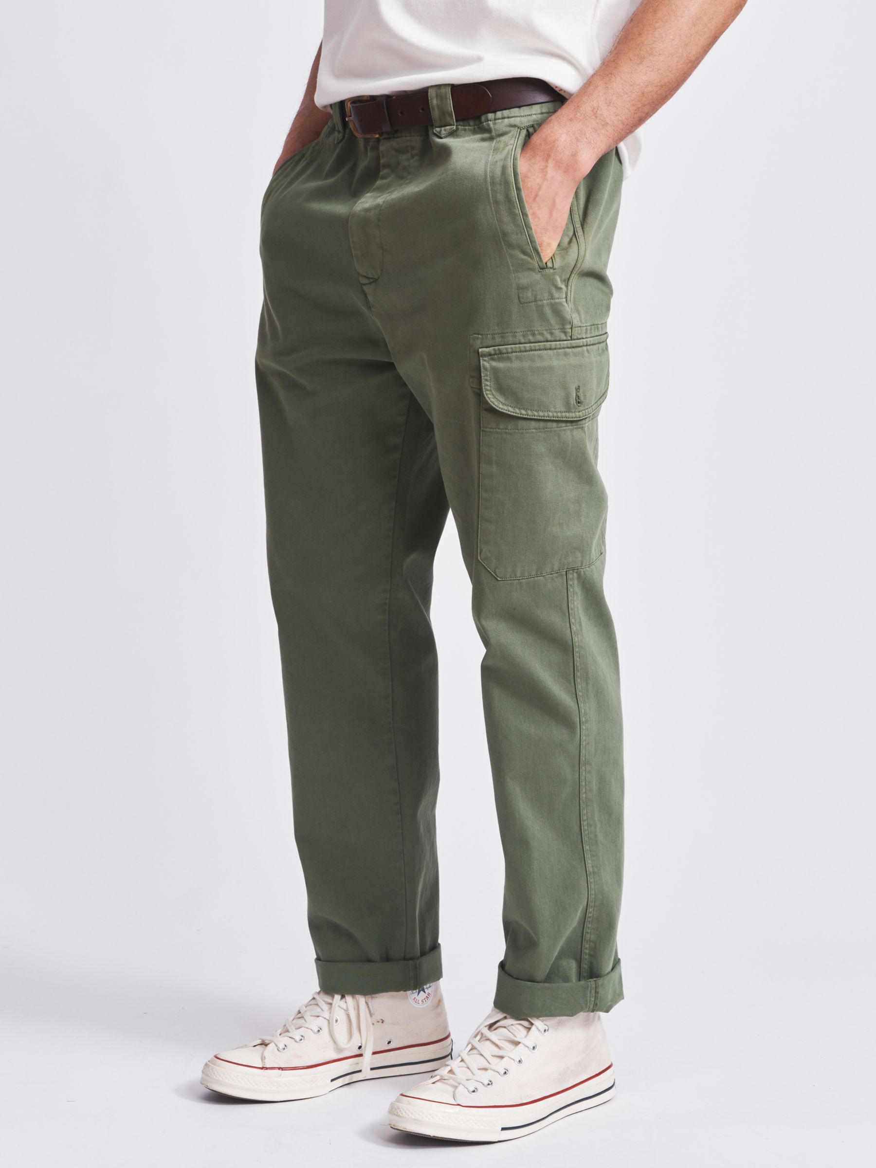 Aubin Elsham Cotton Cargo Trousers, Khaki, 30R