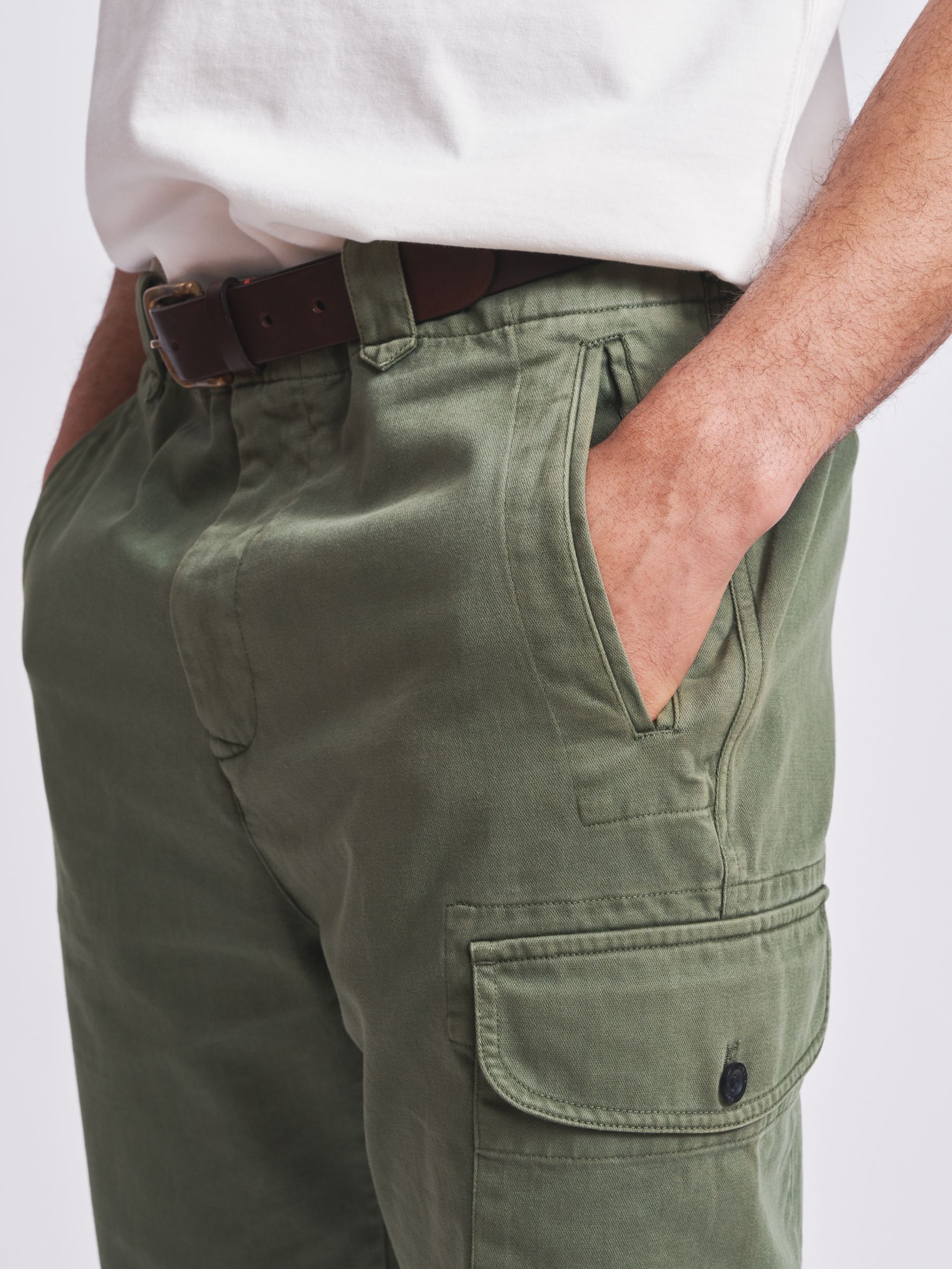 Buy Aubin Elsham Cotton Cargo Trousers, Khaki Online at johnlewis.com