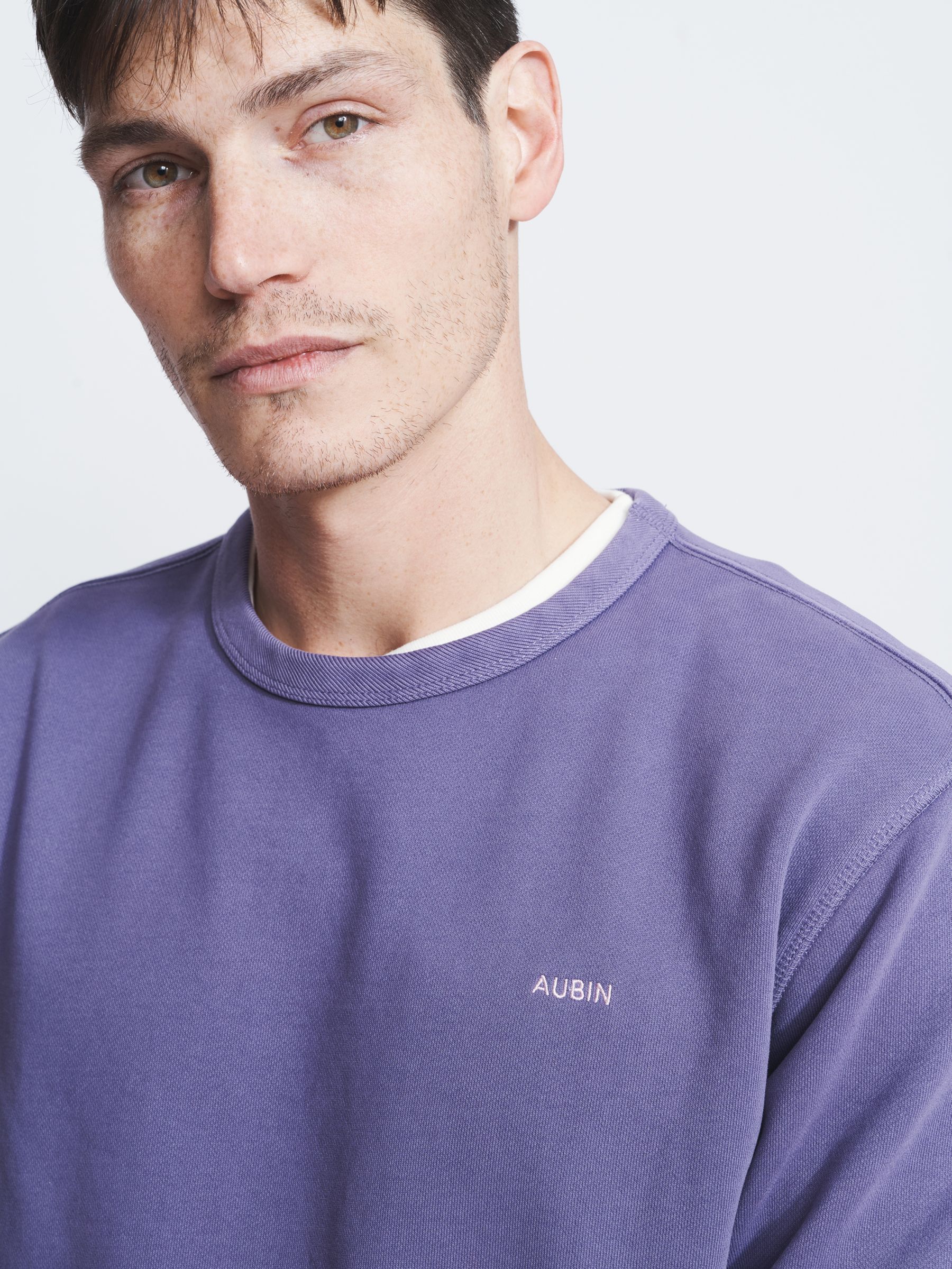 Aubin Vestry Crew Neck Sweatshirt, Violet at John Lewis & Partners