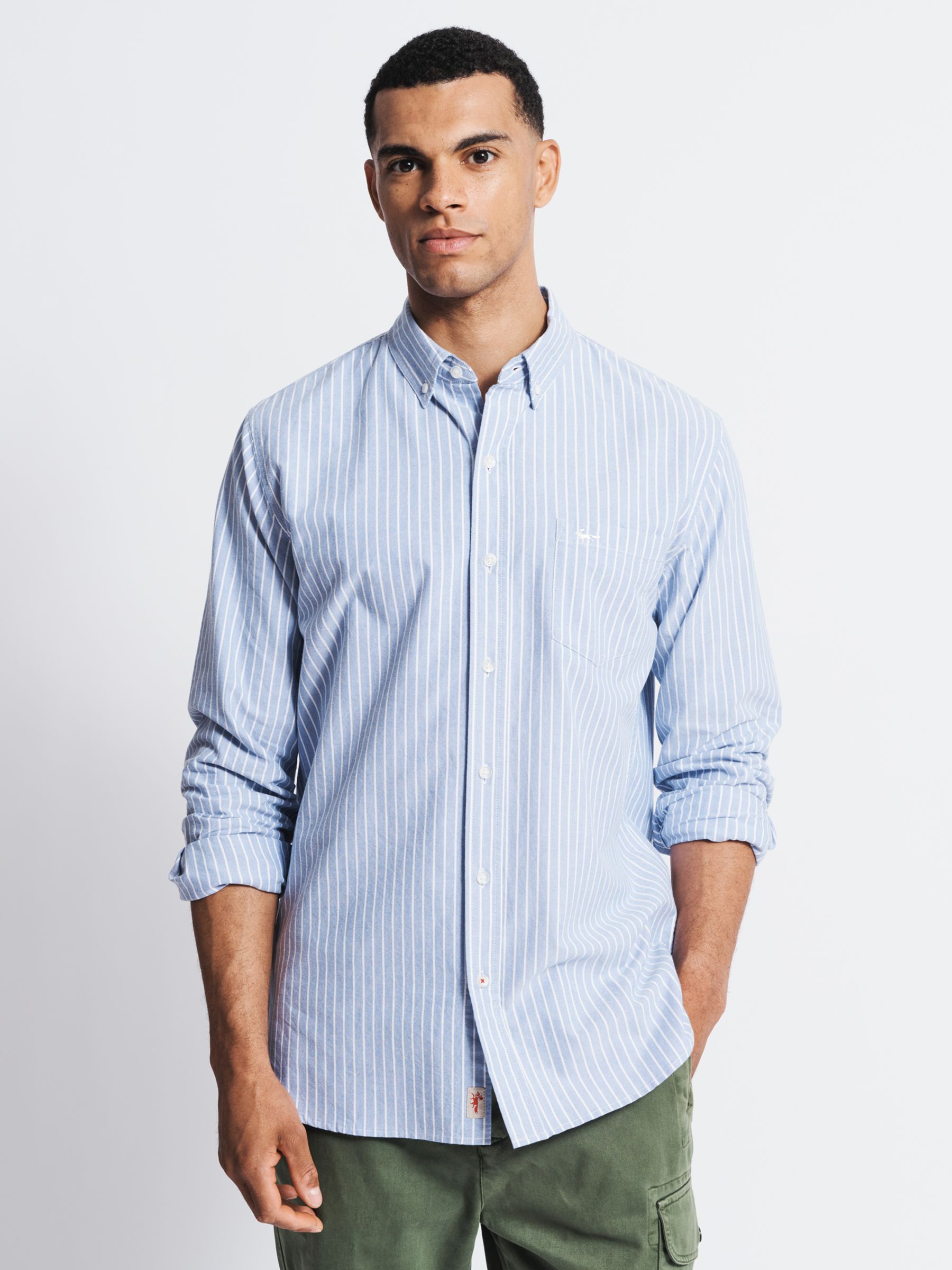 Aubin Aldridge Stripe Shirt, Wide Blue Stripe at John Lewis & Partners