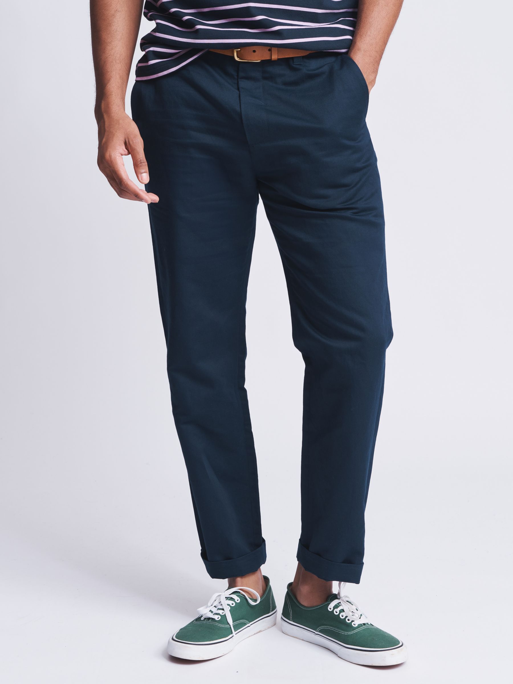 Aubin Owsten Cotton & Linen Blend Suit Trousers, Navy, 30R