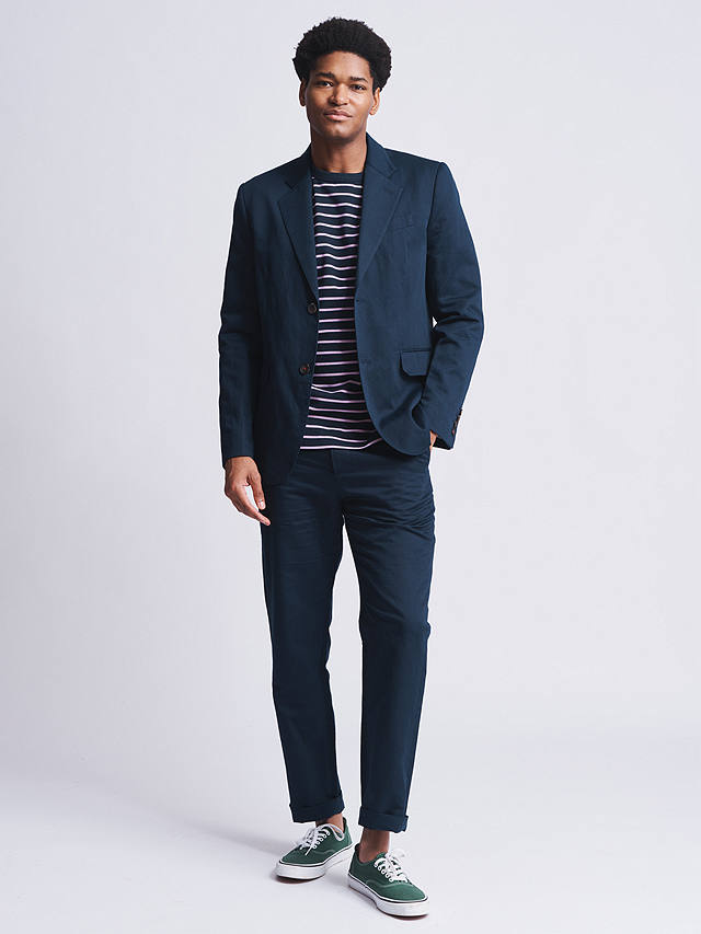 Aubin Owsten Cotton & Linen Blend Suit Trousers, Navy