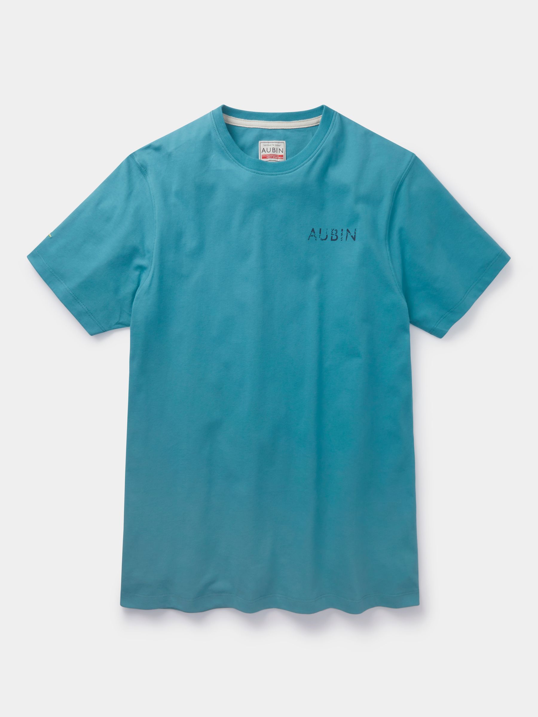 Aubin Glew Leaf Print T-Shirt, Dark Teal