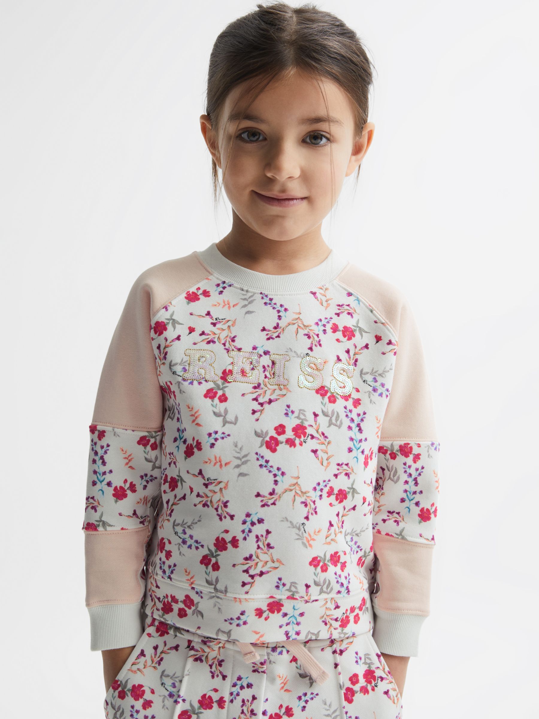 Buy Reiss Kids Billy Floral Sweatshirt, Pink Online at johnlewis.com