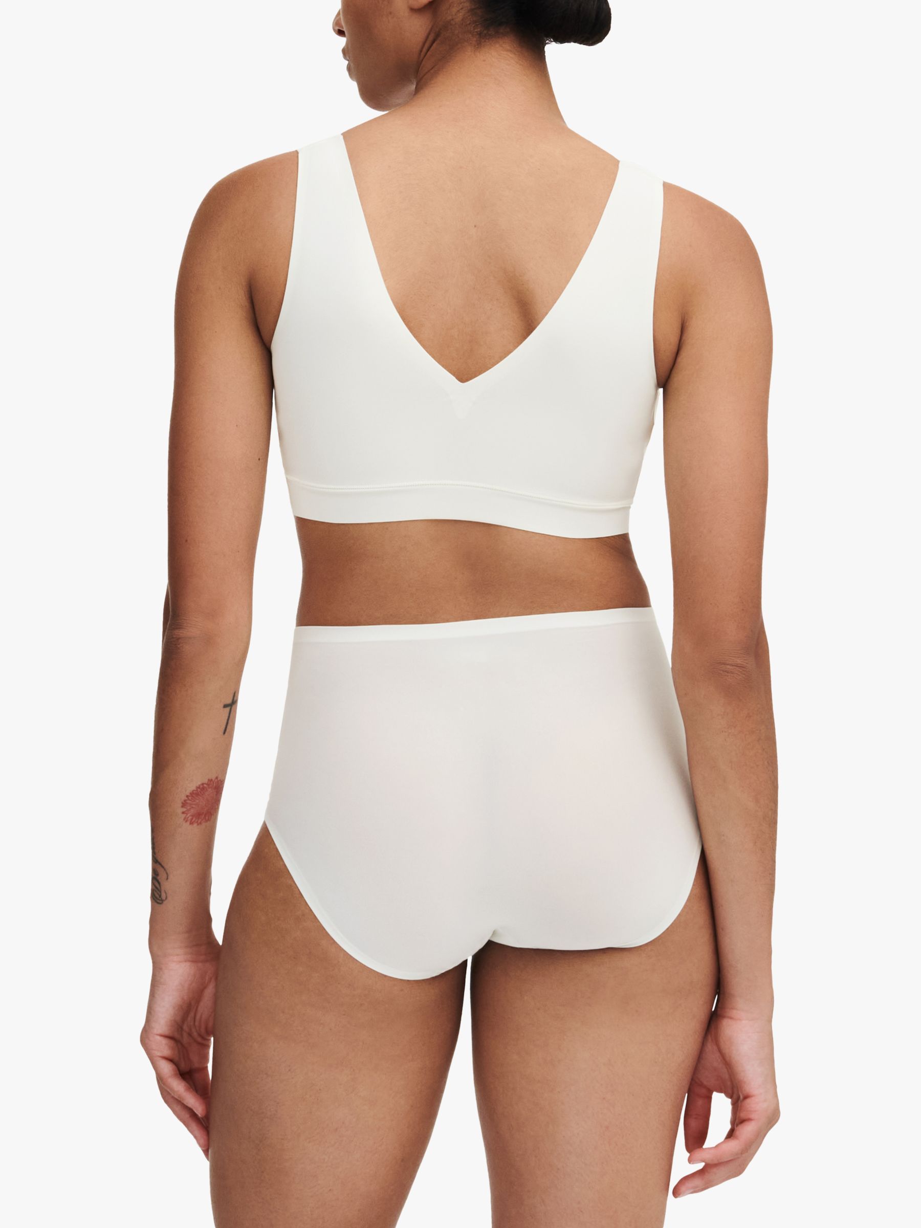 Chantelle Soft Stretch V-Neck Padded Crop Bra, Ivory at John Lewis