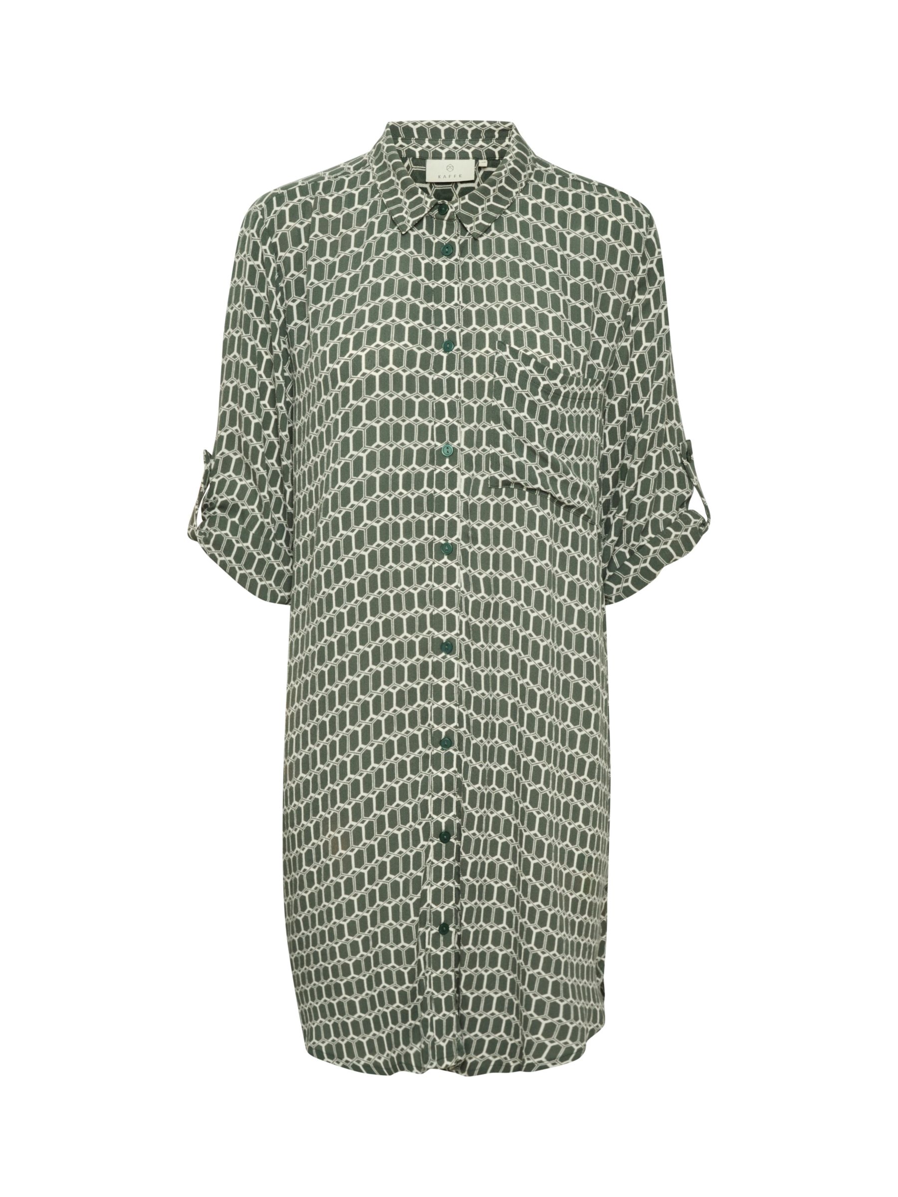 KAFFE Hildur Amber Geo Print Tunic Shirt Dress, Green/Chalk Graphic at ...