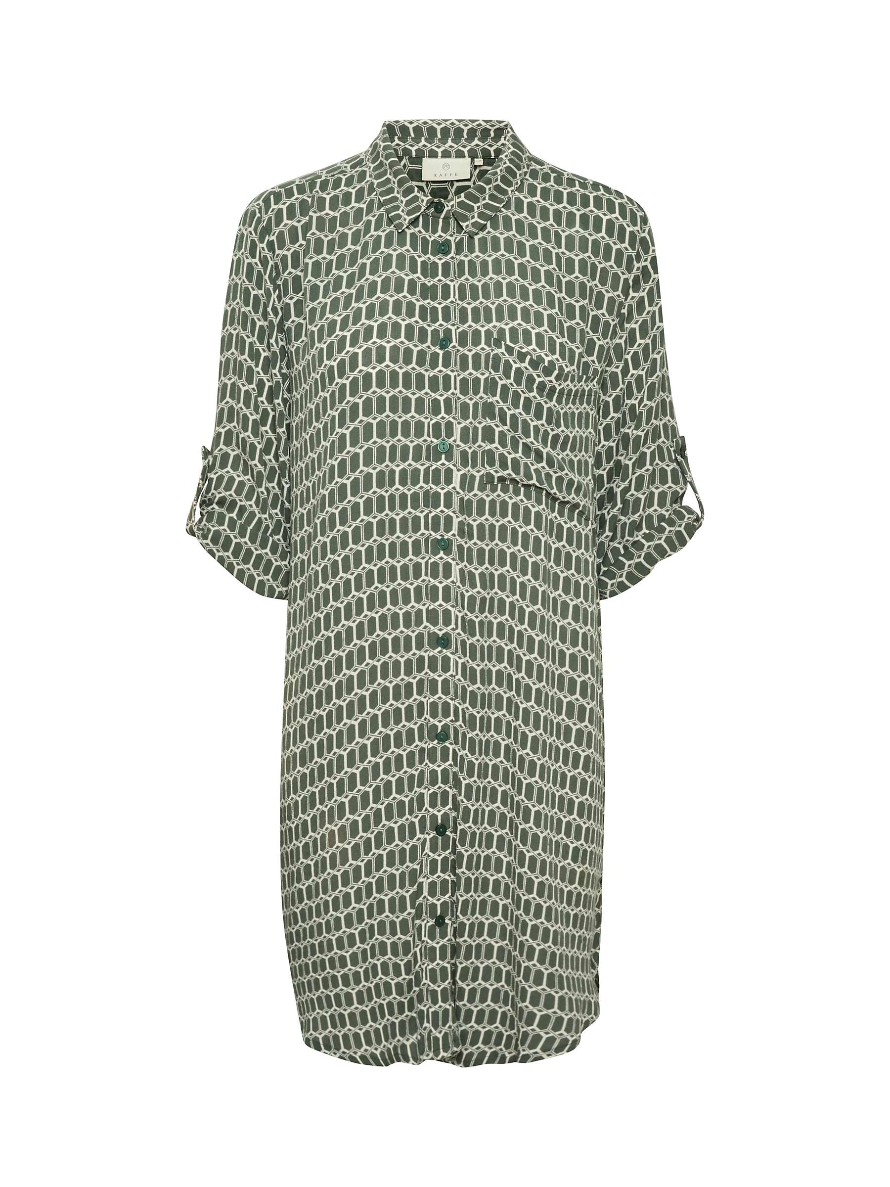 Buy KAFFE Hildur Amber Geo Print Tunic Shirt Dress, Green/Chalk Graphic Online at johnlewis.com