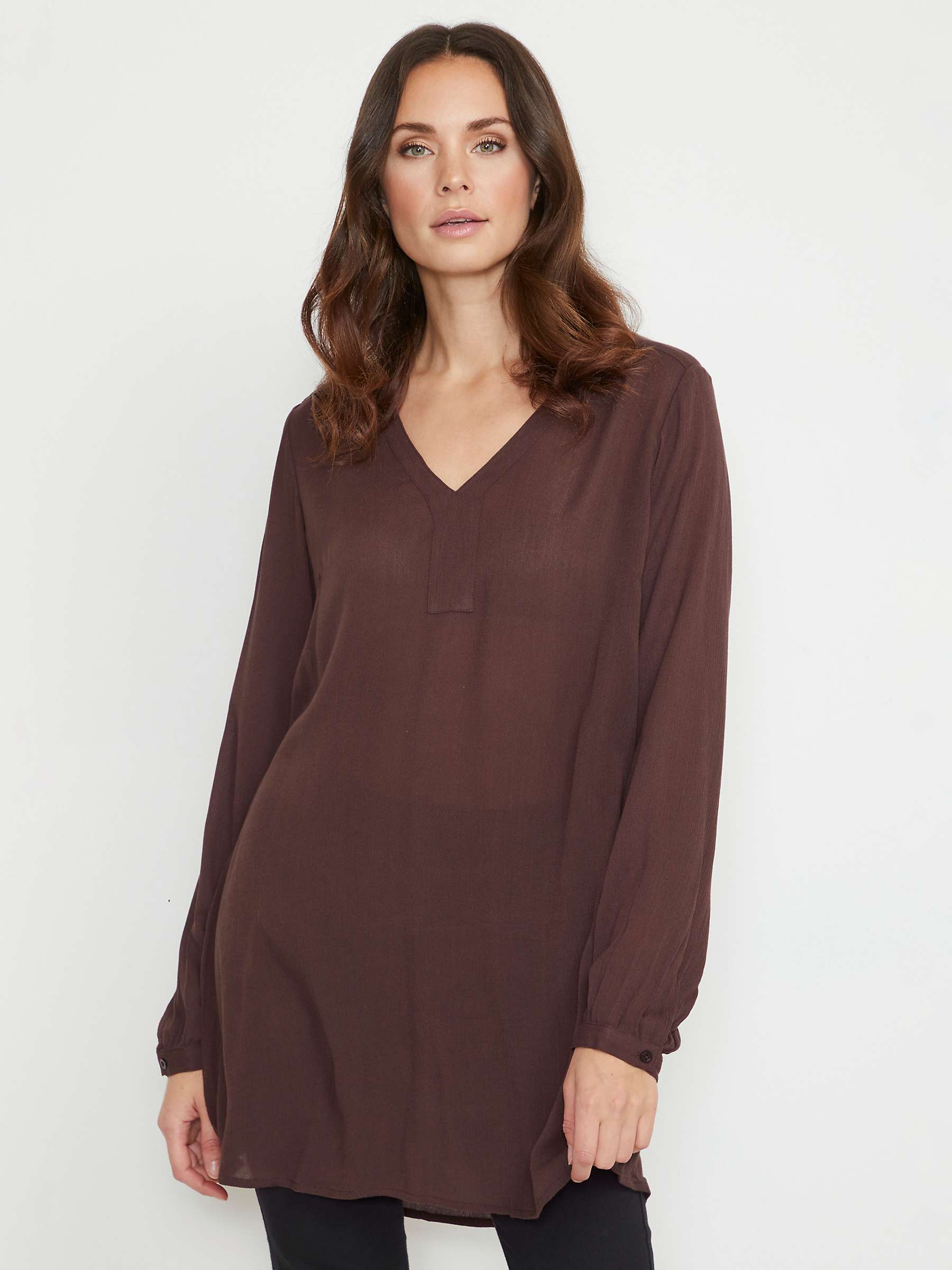 Buy KAFFE Amber V-Neck Tunic Dress, Java Online at johnlewis.com