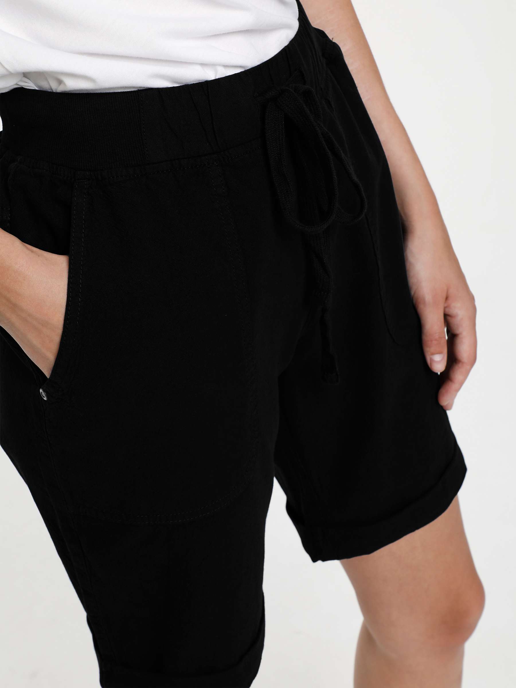 Buy KAFFE Naya Elasticated Shorts, Black Deep Online at johnlewis.com