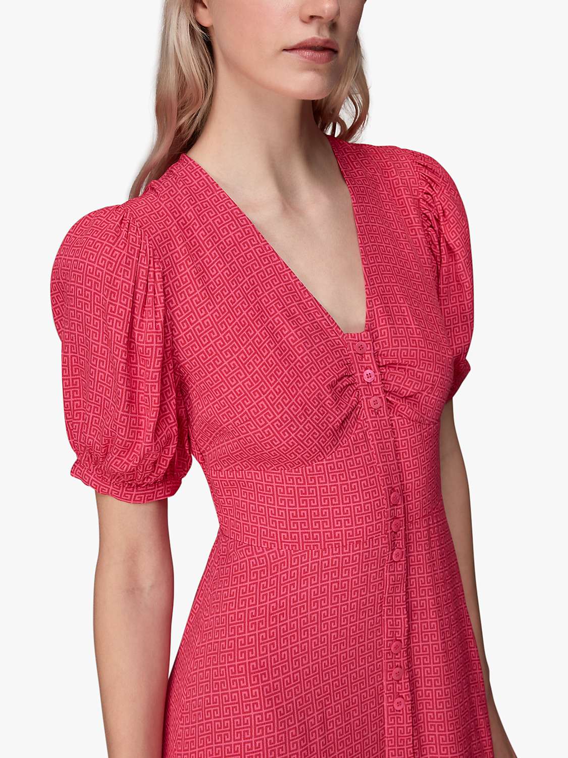Buy Whistles Labyrinth Geometric Print Midi Dress, Pink Online at johnlewis.com