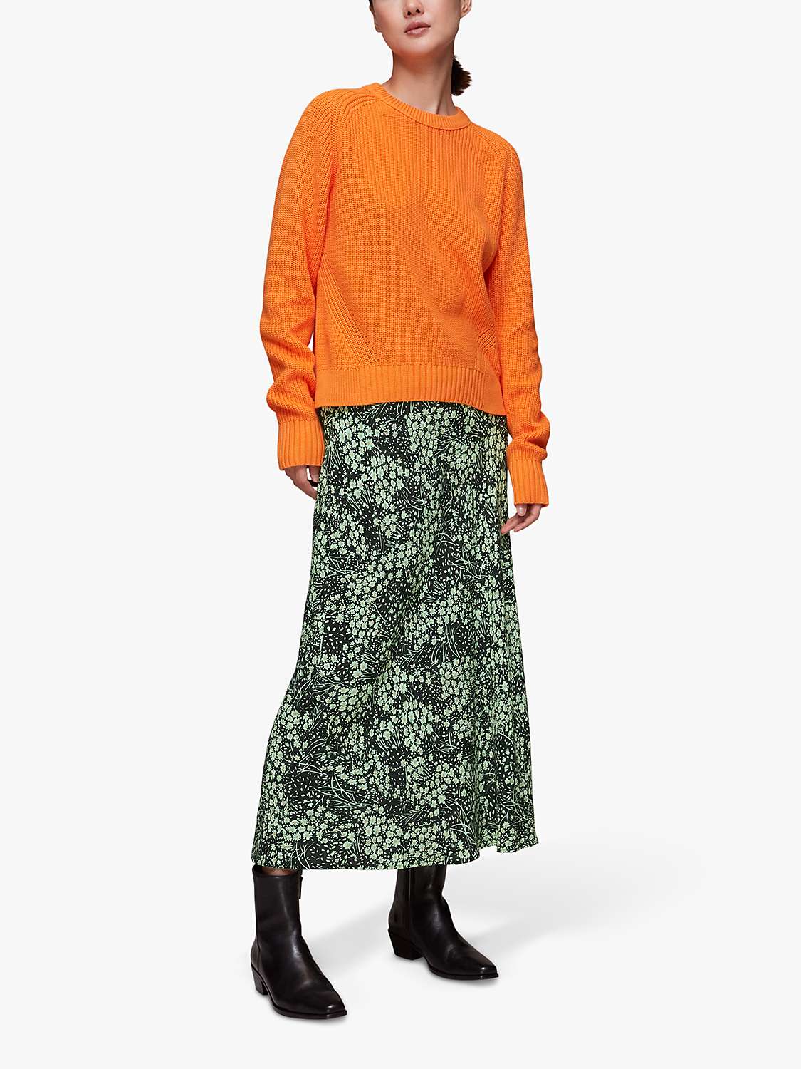 Buy Whistles Daisy Meadow Slip Skirt, Green/Multi Online at johnlewis.com