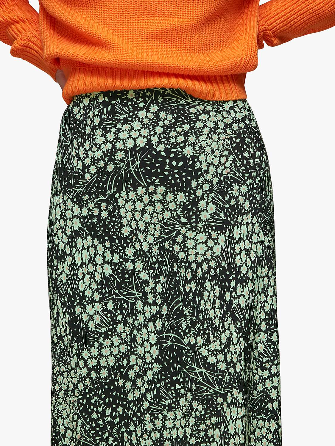 Buy Whistles Daisy Meadow Slip Skirt, Green/Multi Online at johnlewis.com