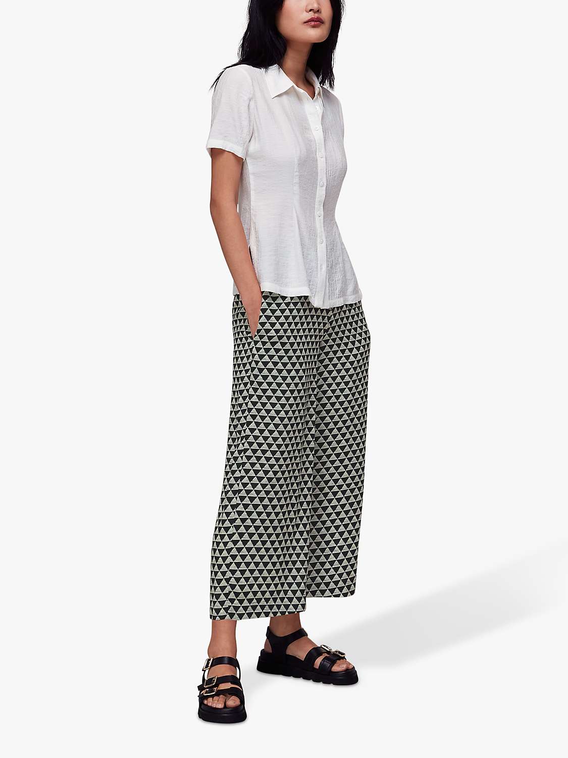 Buy Whistles Checkerboard Wide Trousers, Black/Multi Online at johnlewis.com