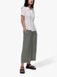 Whistles Checkerboard Wide Trousers, Black/Multi