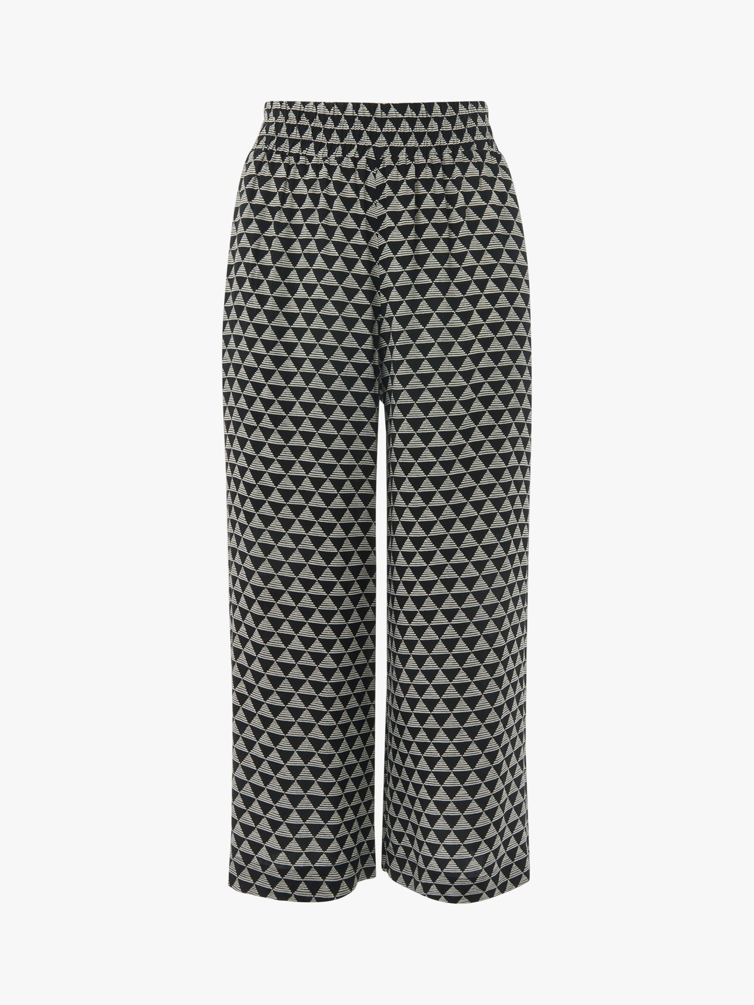 Whistles Checkerboard Wide Trousers, Black/Multi, 6