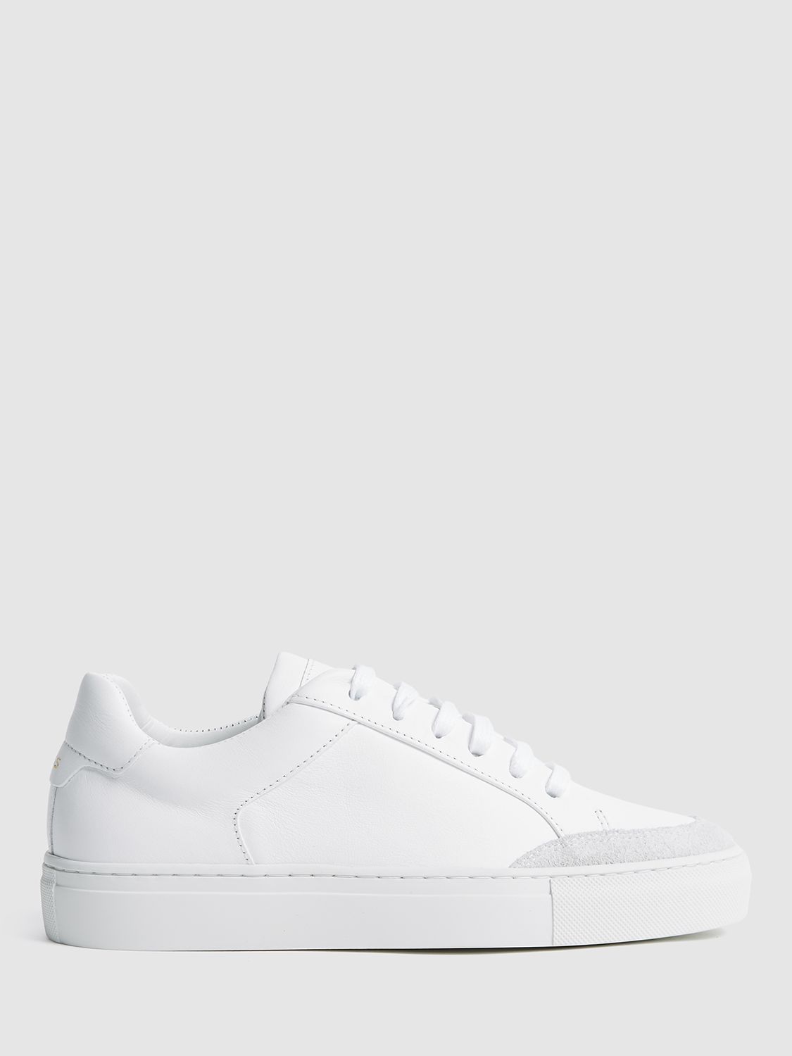 Reiss Ashley Leather and Suede Low Top Trainers, White at John Lewis ...