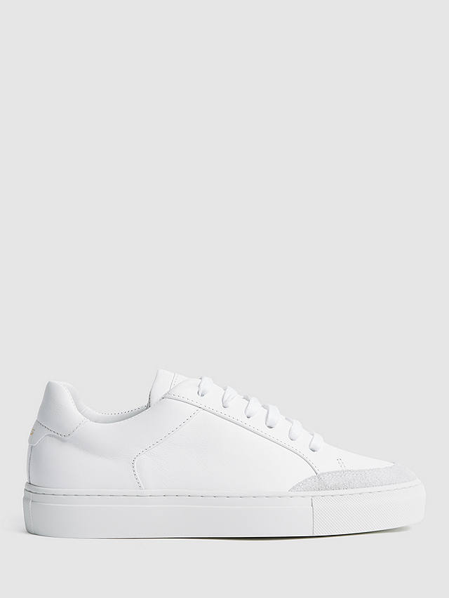 Reiss Ashley Leather and Suede Low Top Trainers, White at John Lewis ...