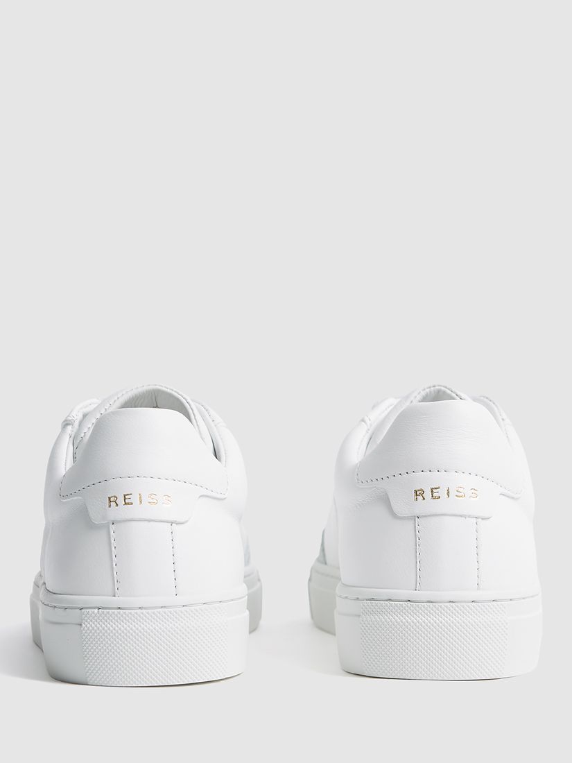 Reiss Ashley Leather and Suede Low Top Trainers, White at John Lewis ...