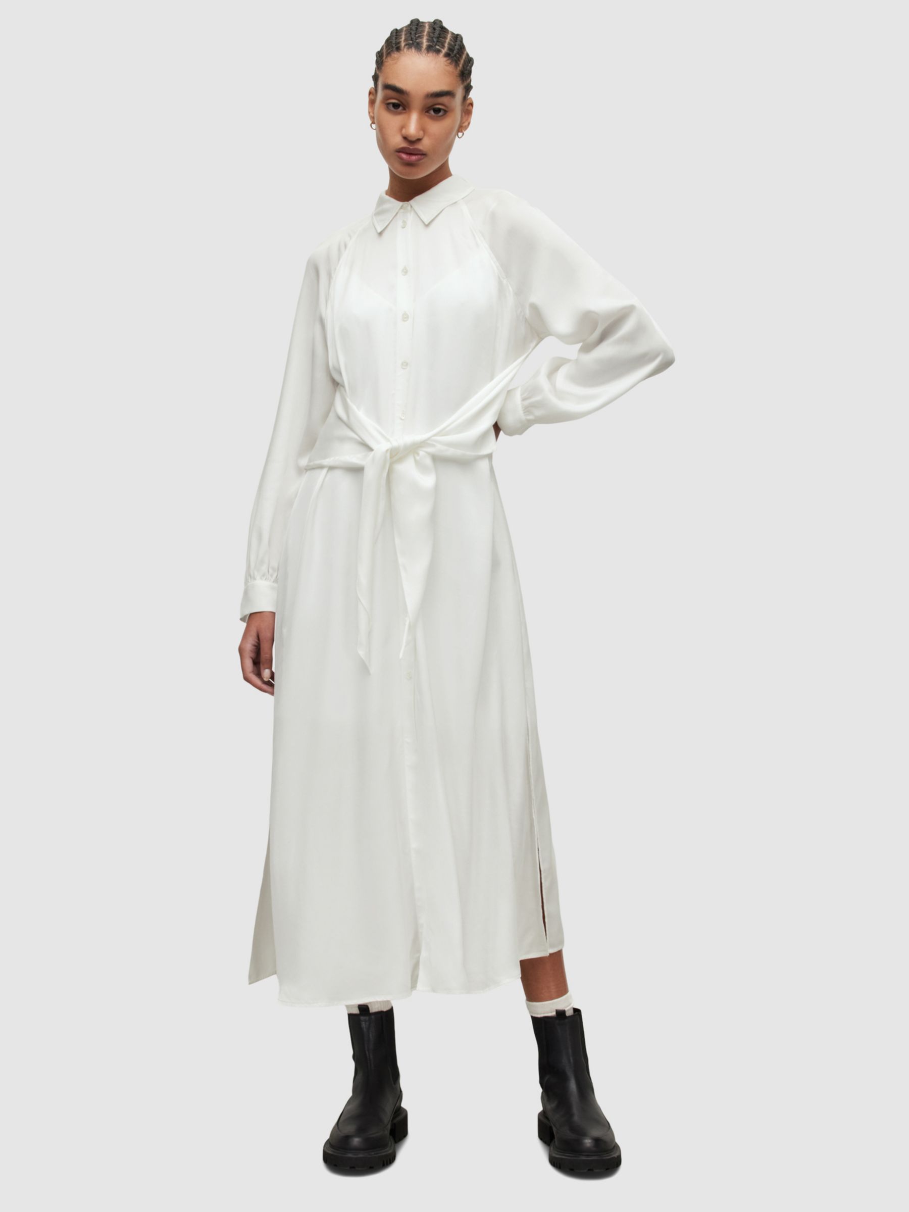 AllSaints Clanetta Dress, White at John Lewis & Partners