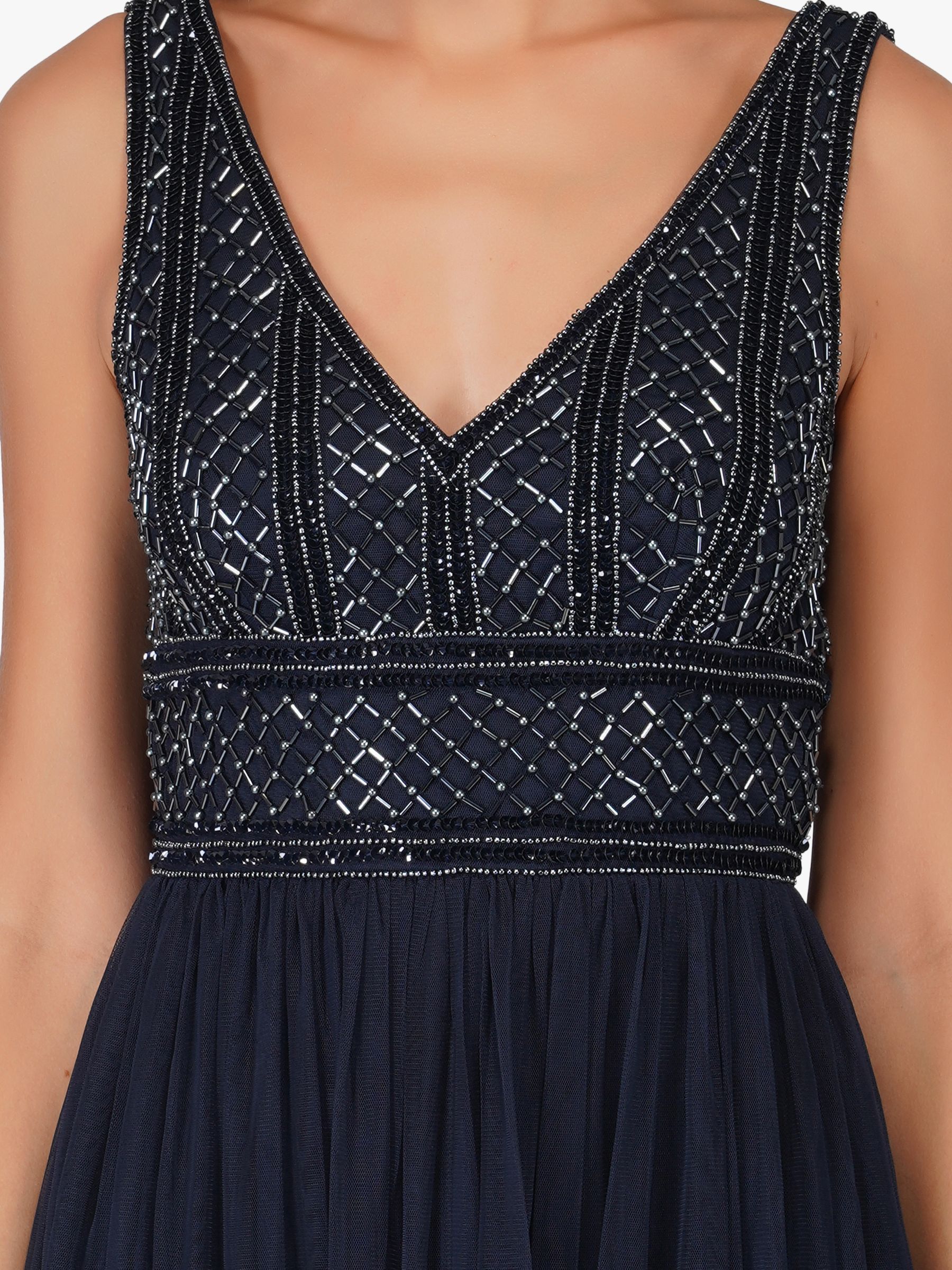 Lace & Beads New Mulan Maxi, Navy at John Lewis & Partners