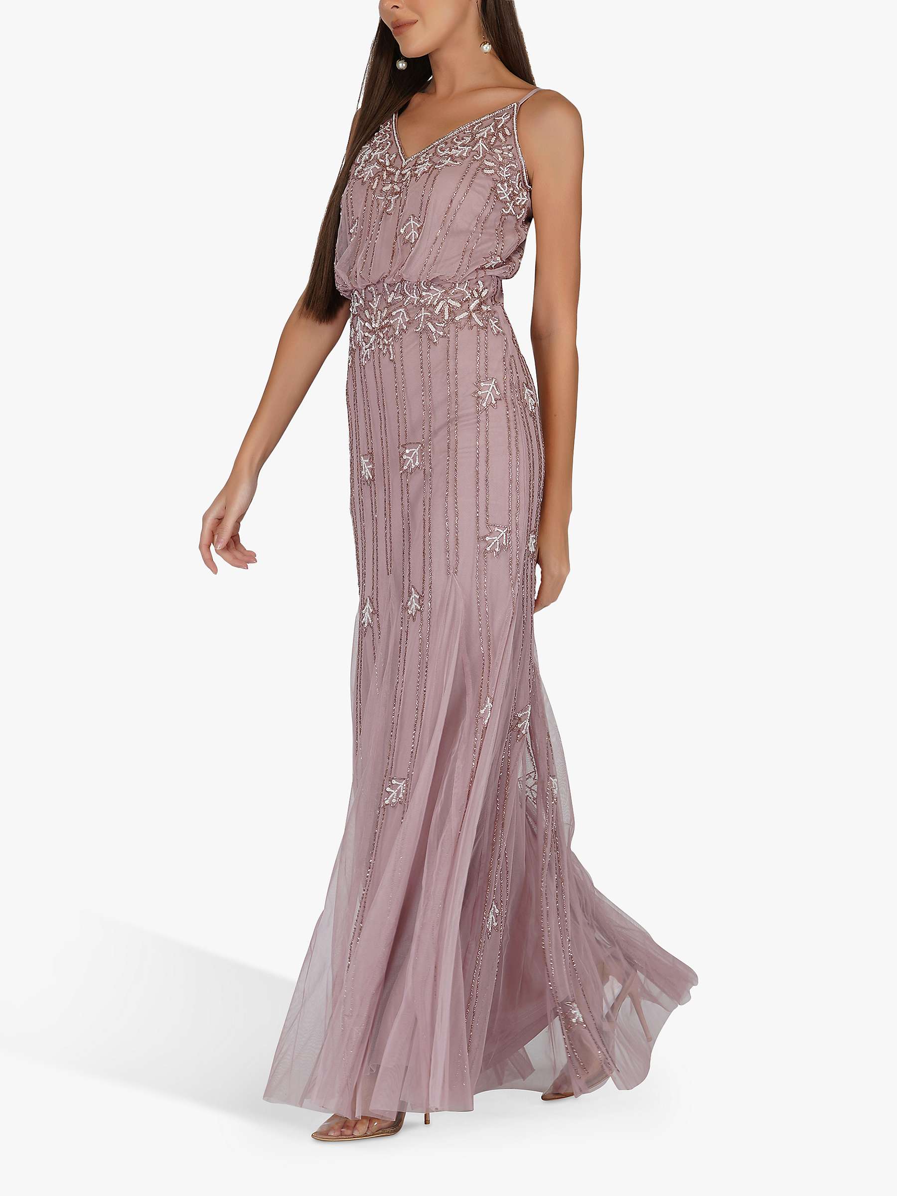 Buy Lace & Beads Keeva Bead Embellished Maxi Dress, Mauve Online at johnlewis.com