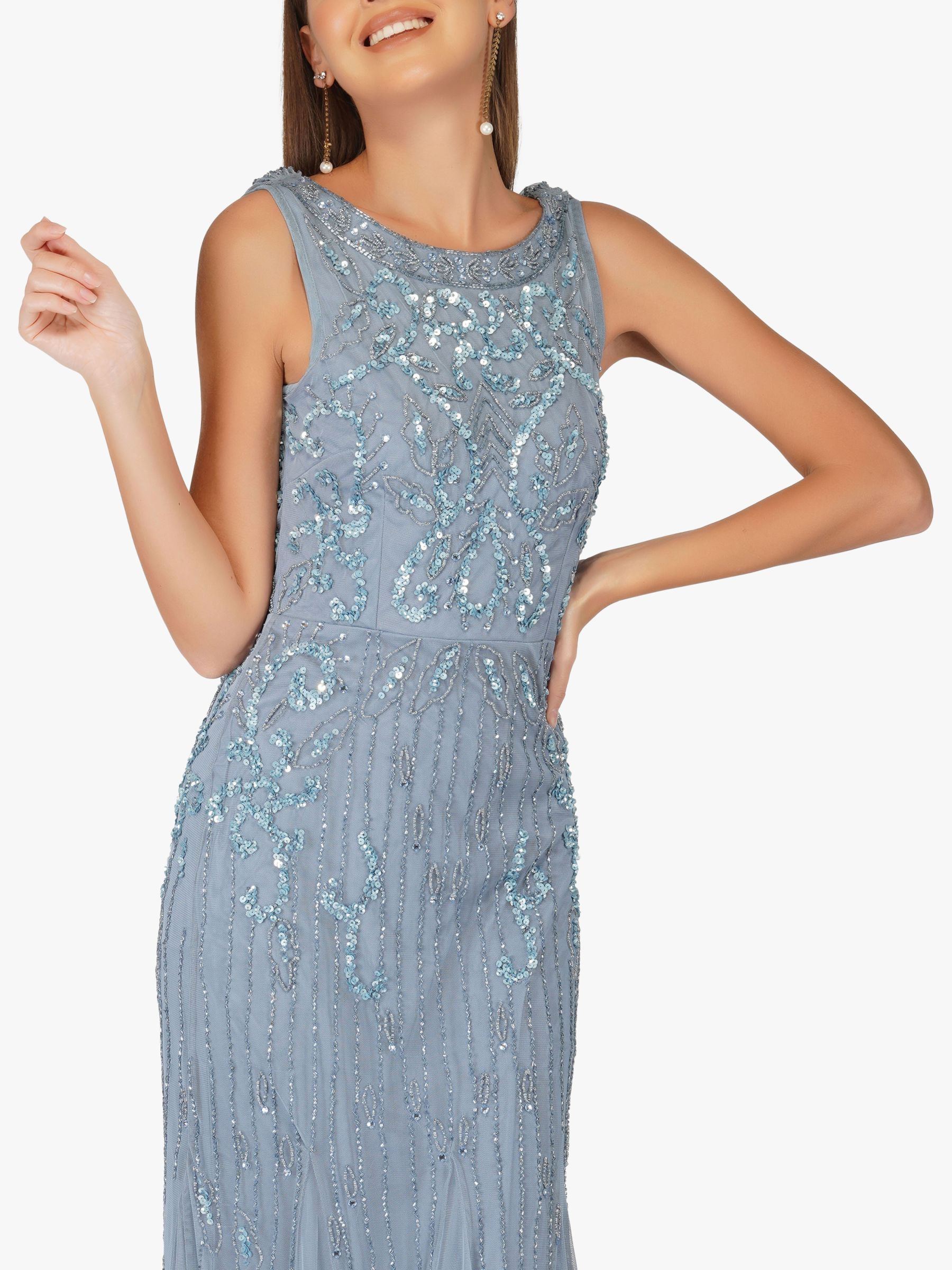 Lace Beads Morley Maxi Dress Dusty Blue at John Lewis Partners