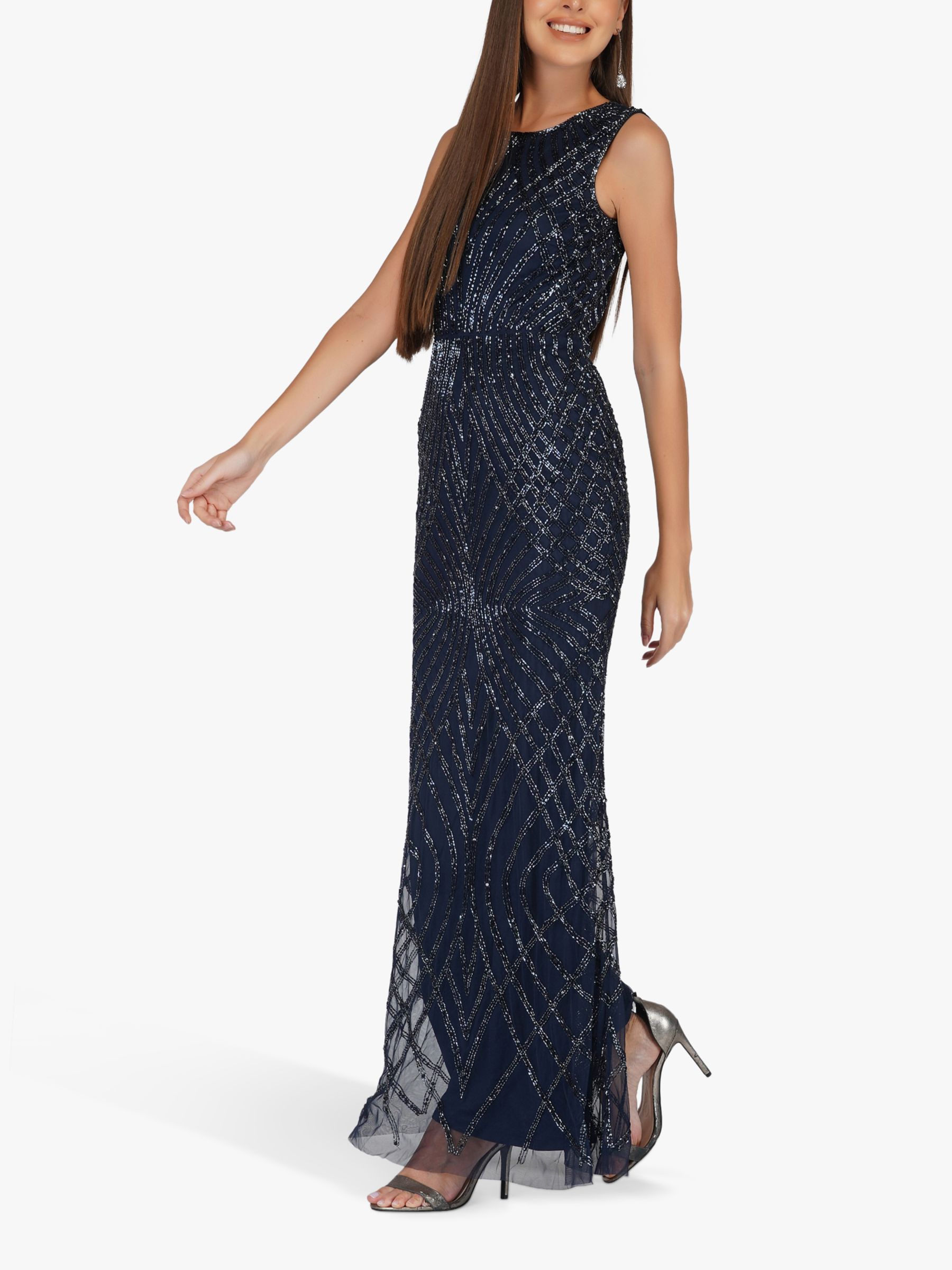 Lace & Beads Mawa Maxi Dress, Navy at John Lewis & Partners