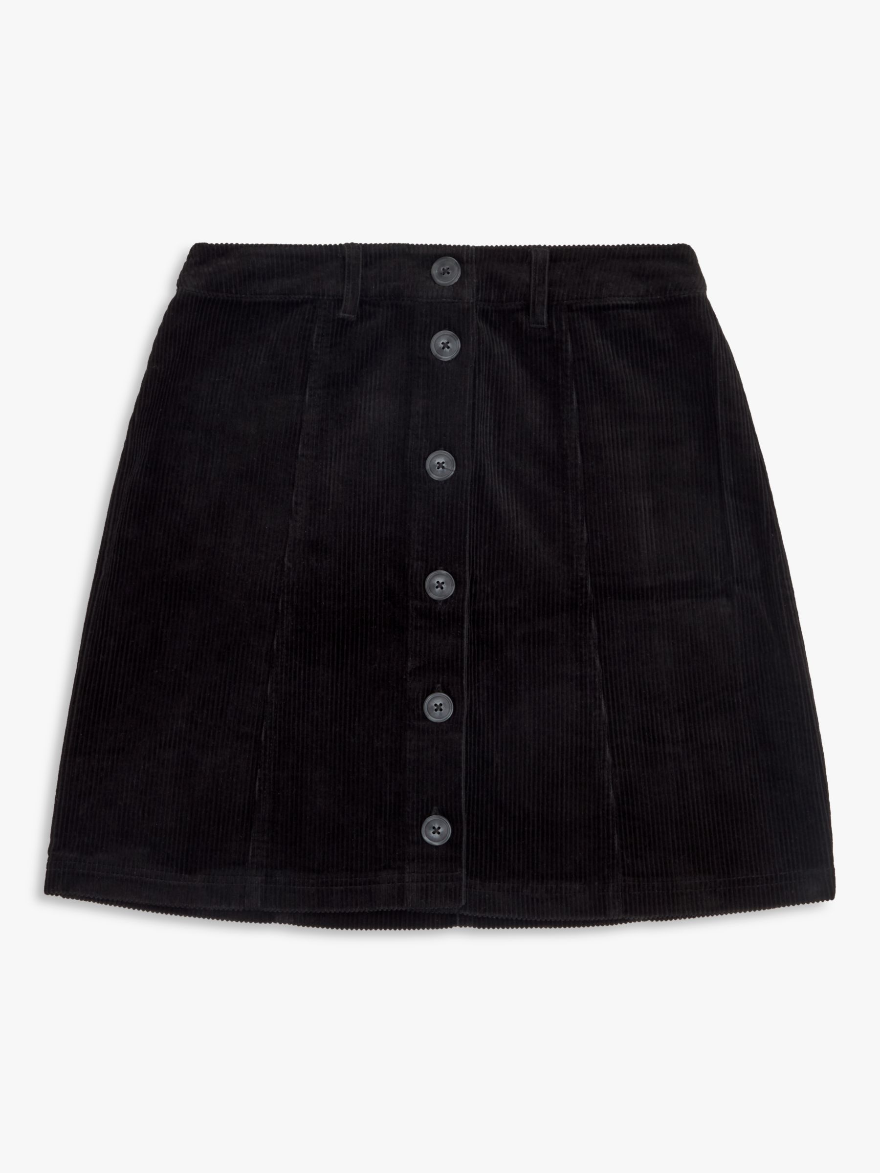 John Lewis ANYDAY Button Down Corduroy Mini Skirt, Black