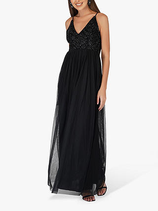 Lace & Beads Mandy Maxi Dress, Black