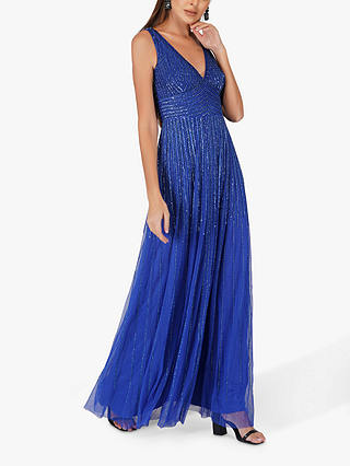 Lace & Beads Lorelai Embellished Maxi Dress, Blue