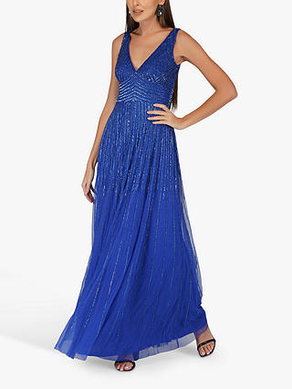 Lace & Beads Lorelai Embellished Maxi Dress, Blue