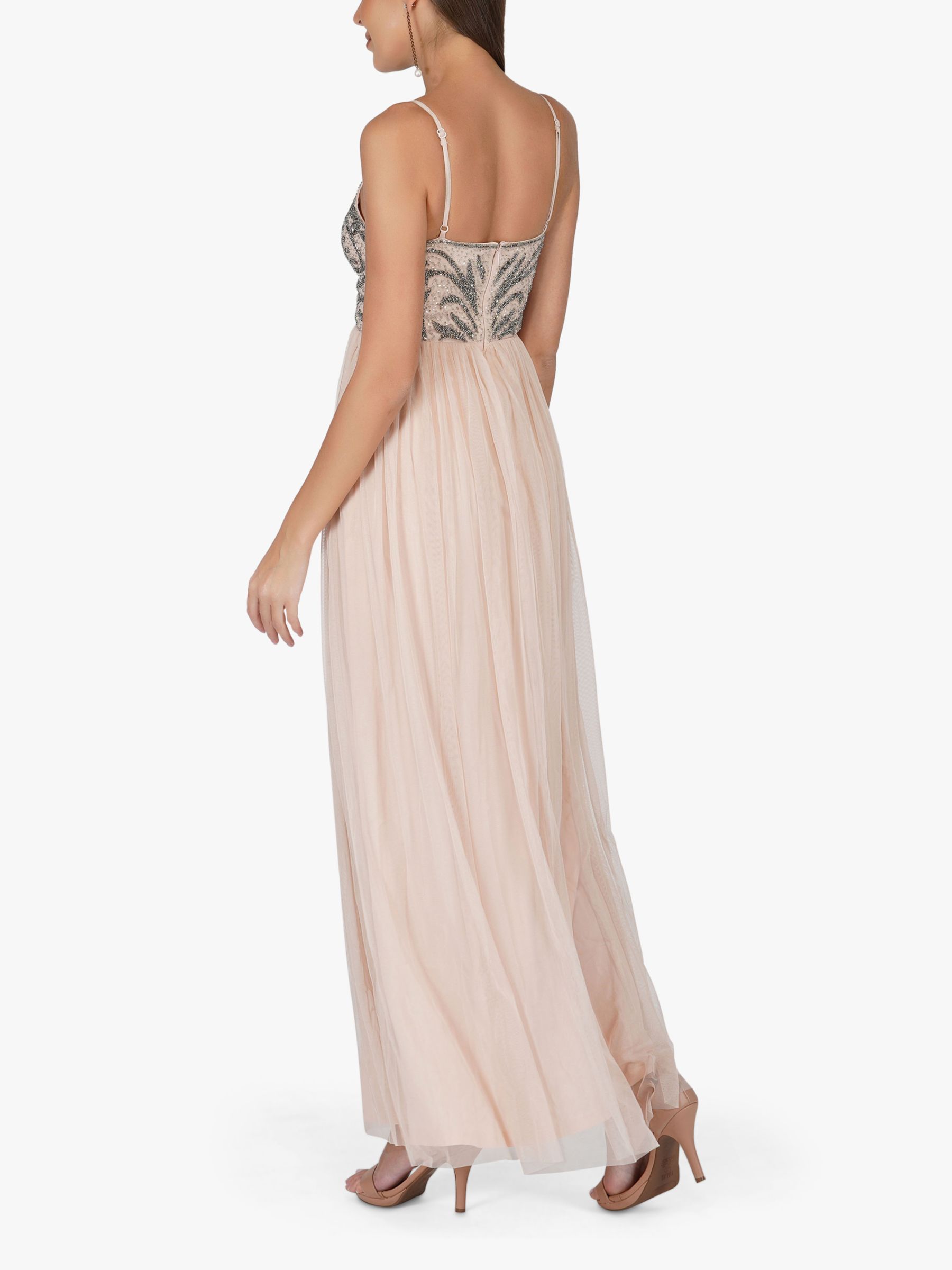 Lace & Beads Seraphia Maxi Dress, Nude, 8