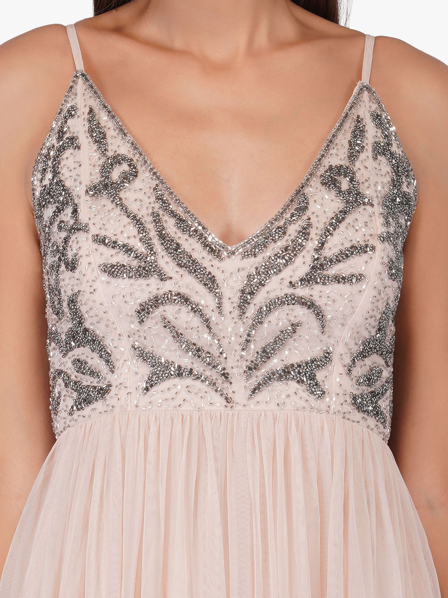 Lace & Beads Seraphia Maxi Dress, Nude, 12