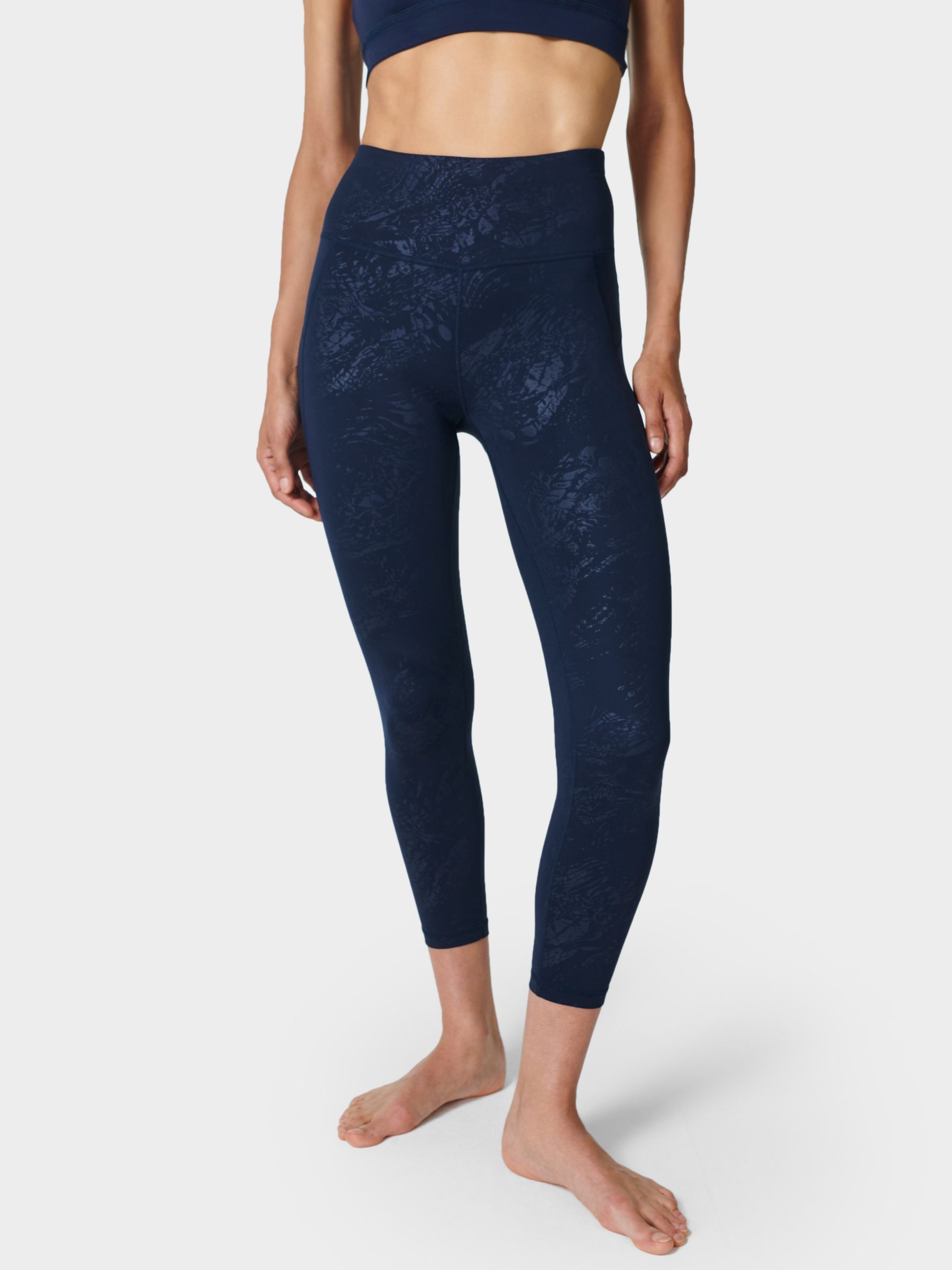 Sweaty Betty All Day Embossed Leggings, Blue Textured at John Lewis ...