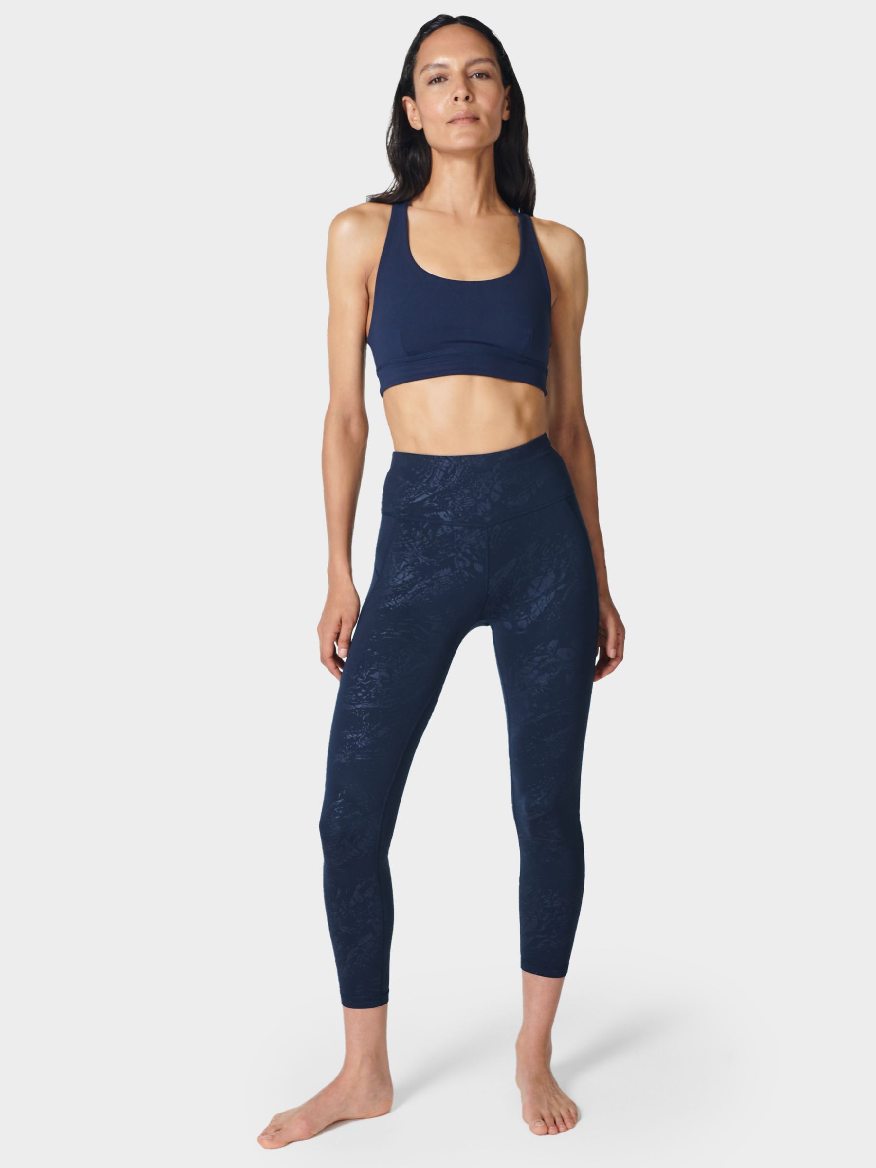 Sweaty Betty All Day Embossed Leggings, Blue Textured at John Lewis ...