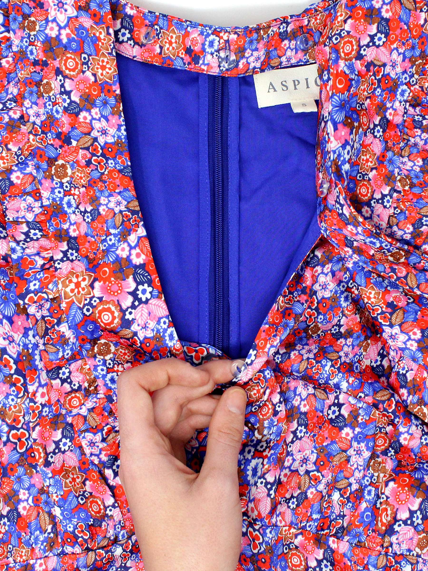 Buy Aspiga Francesca Collared Satin Tea Dress, Pink/Multi Online at johnlewis.com