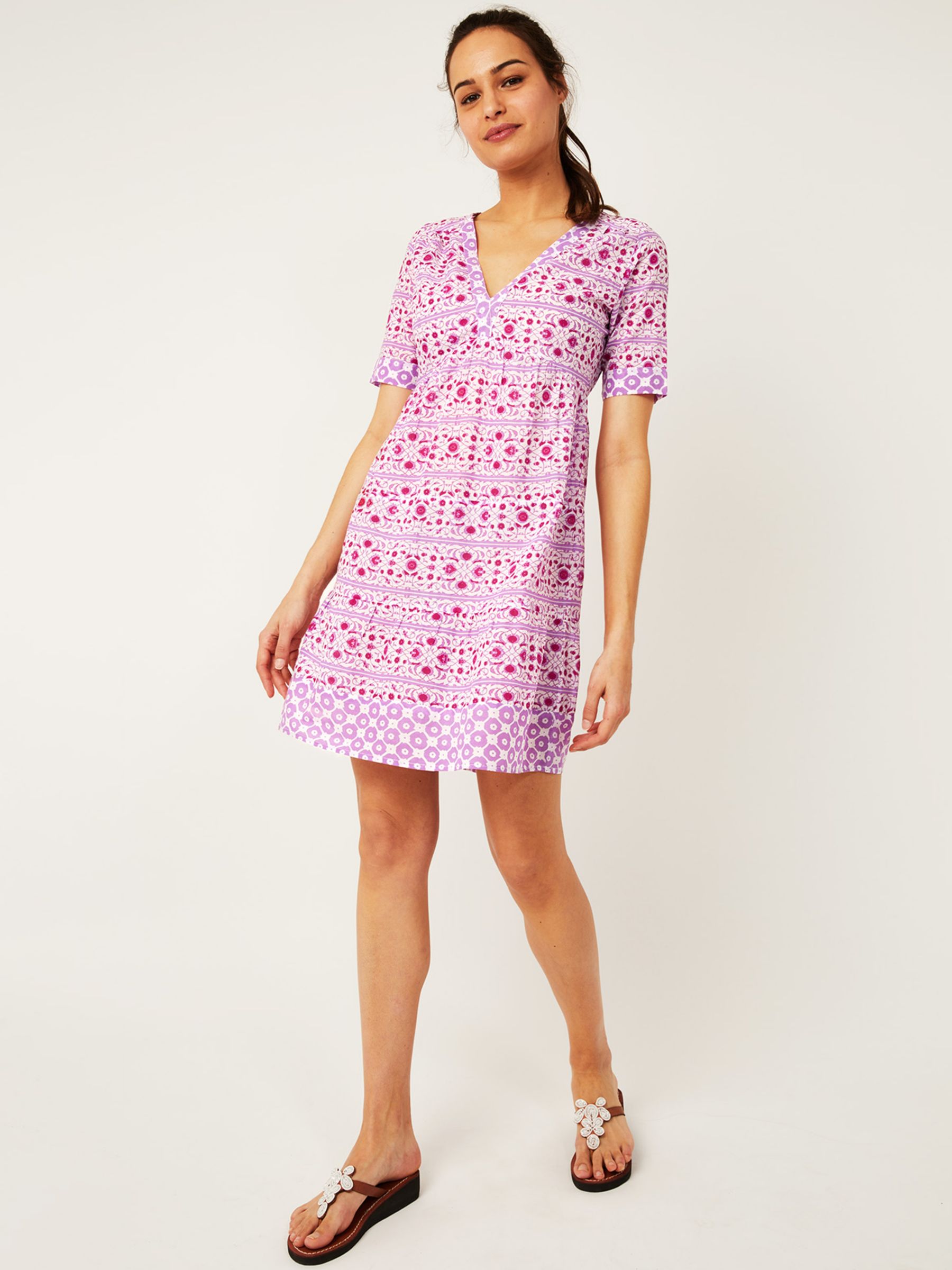 Aspiga Santorini Cotton Dress, Pink/Lilac at John Lewis & Partners