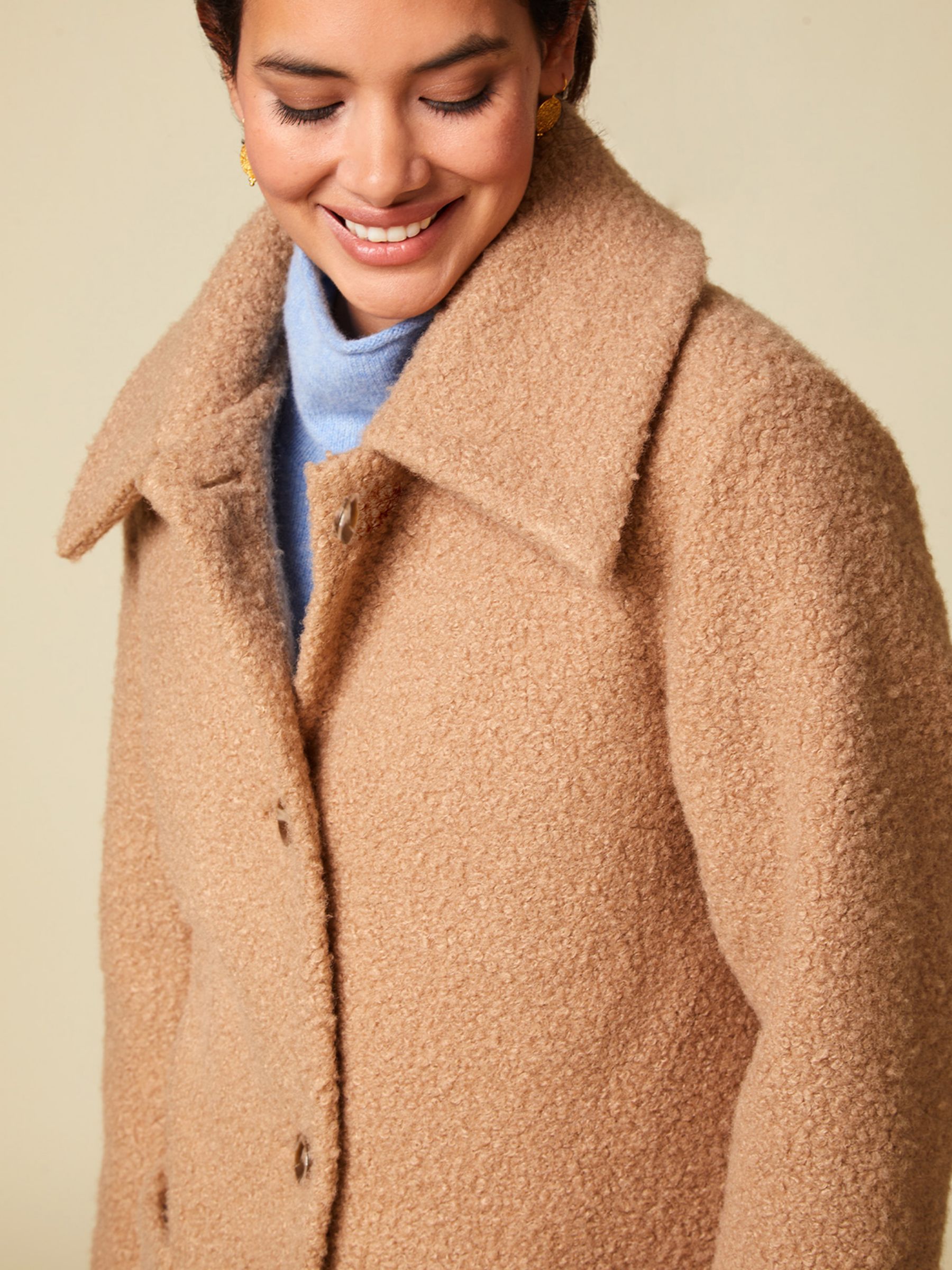 Aspiga Eco Longline Boucle Coat Camel at John Lewis Partners