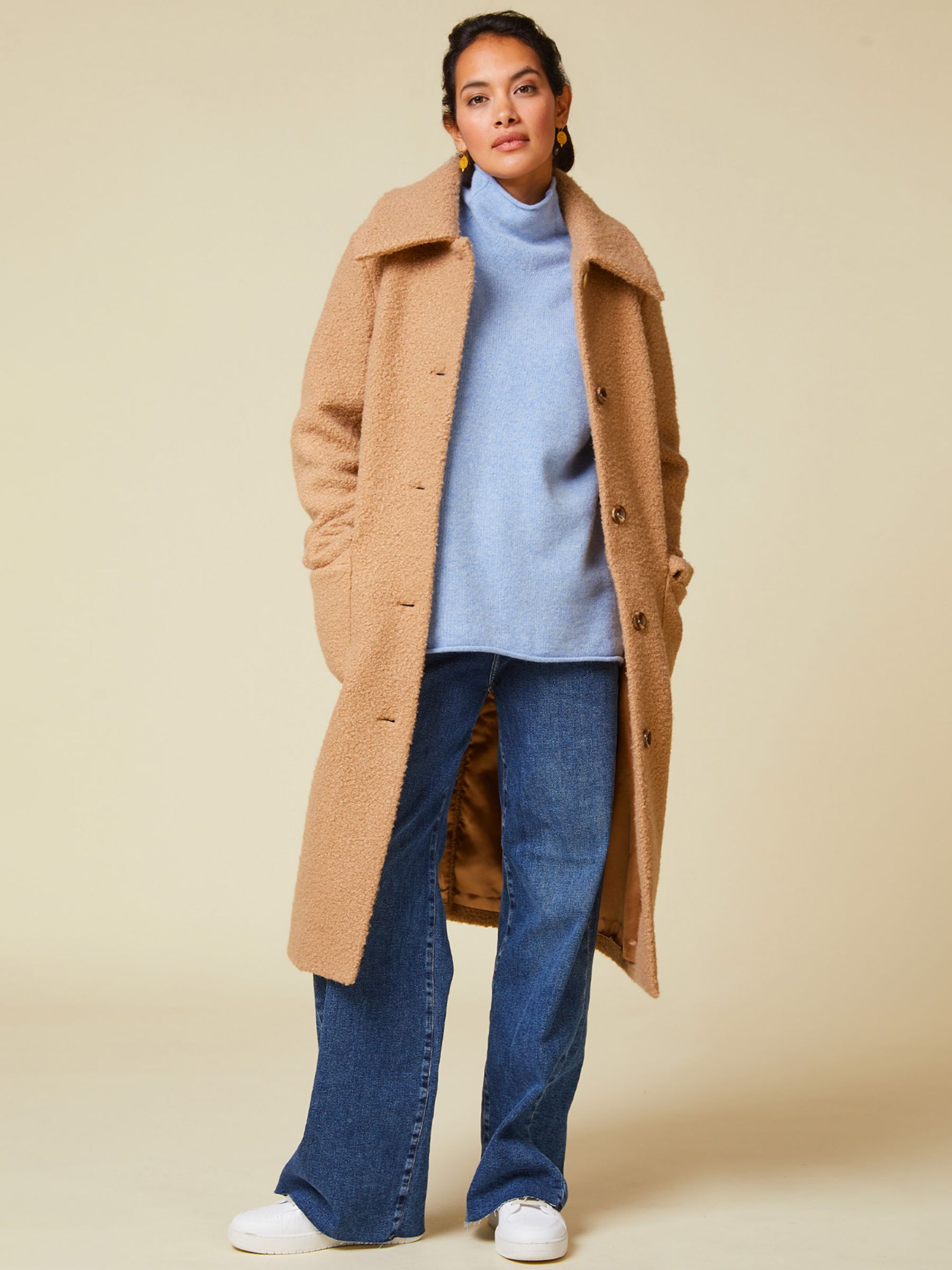 Aspiga Eco Longline Boucle Coat Camel at John Lewis Partners