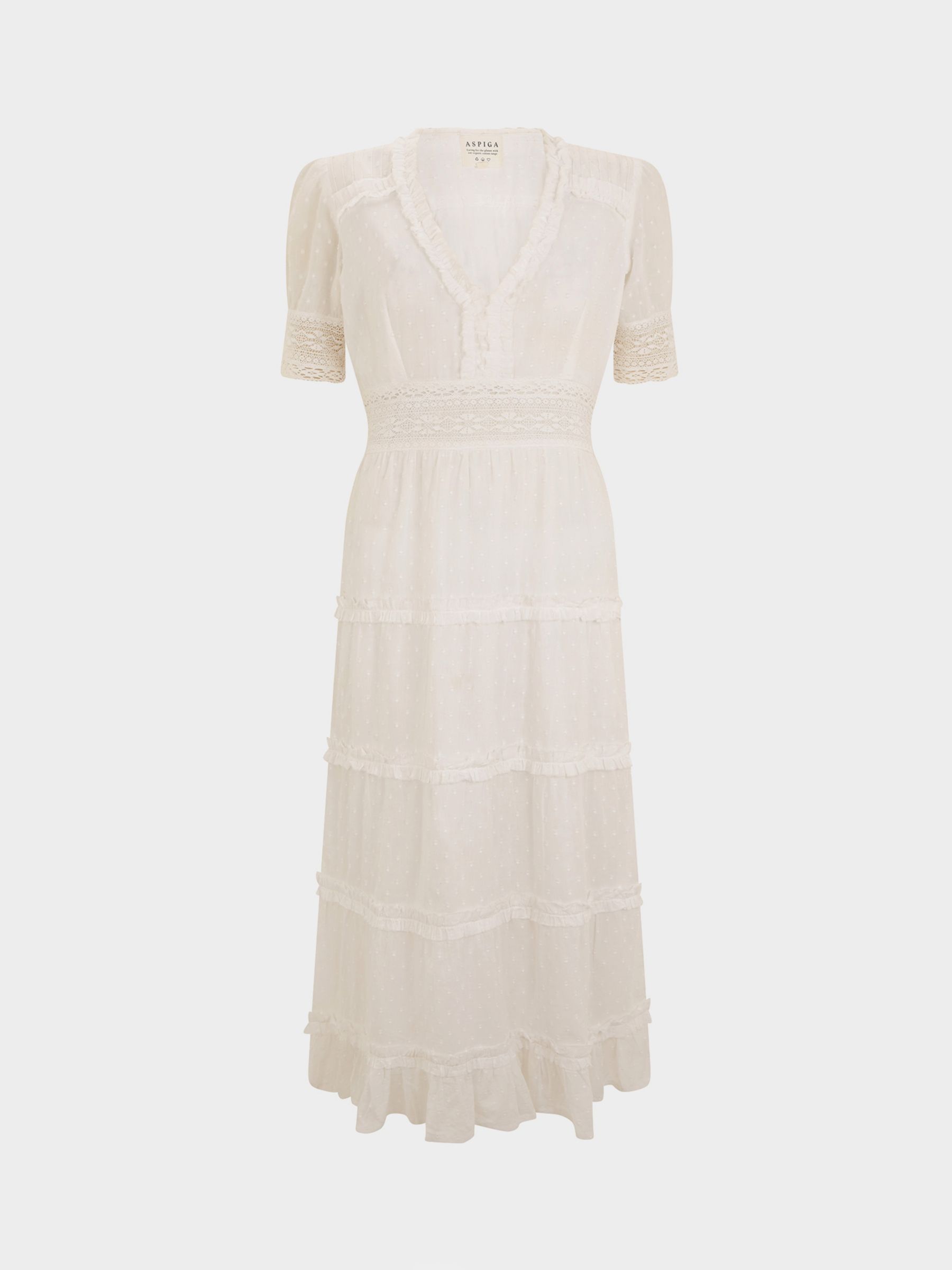 Aspiga Viola Organic Cotton Midi Dress, White at John Lewis & Partners