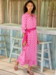 Aspiga Maeve Geometric Print Contrast Belt Maxi Dress, Pink