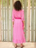 Aspiga Maeve Geometric Print Contrast Belt Maxi Dress, Pink