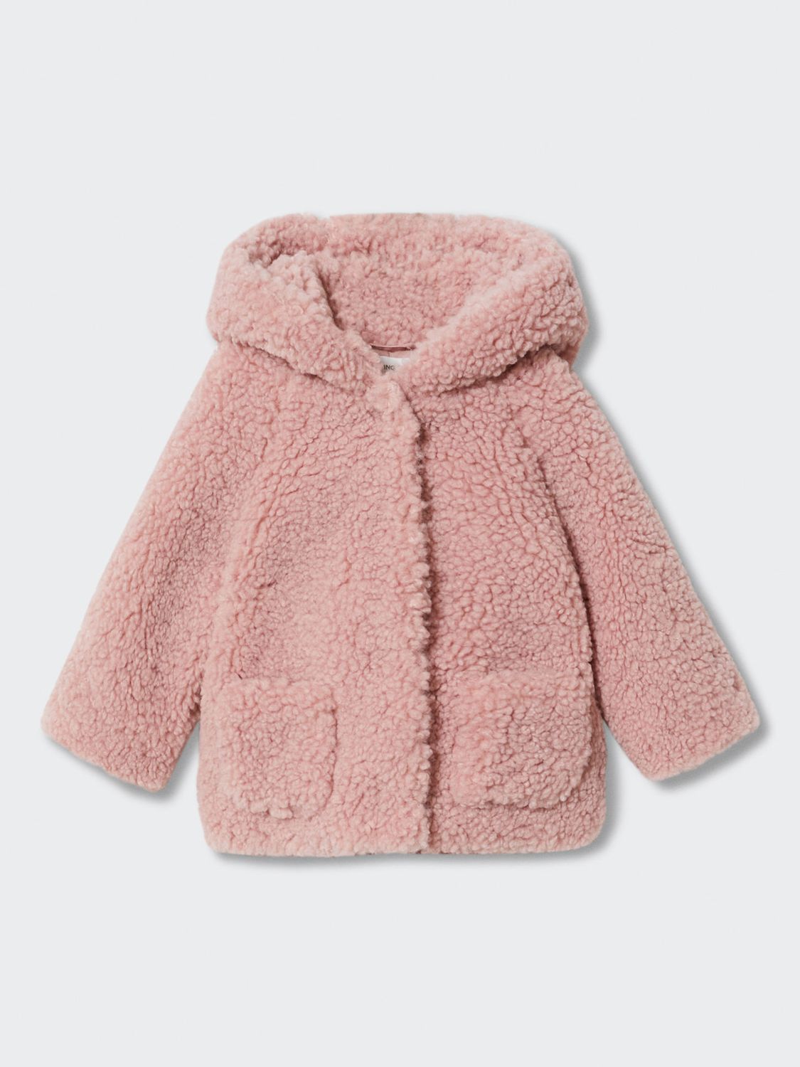 Mango Kids' Susi Faux Shirling Hooded Coat, Pink at John Lewis & Partners