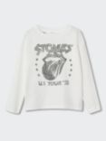 Mango Kids' Rolling Stones Sweatshirt, Natural White/Multi