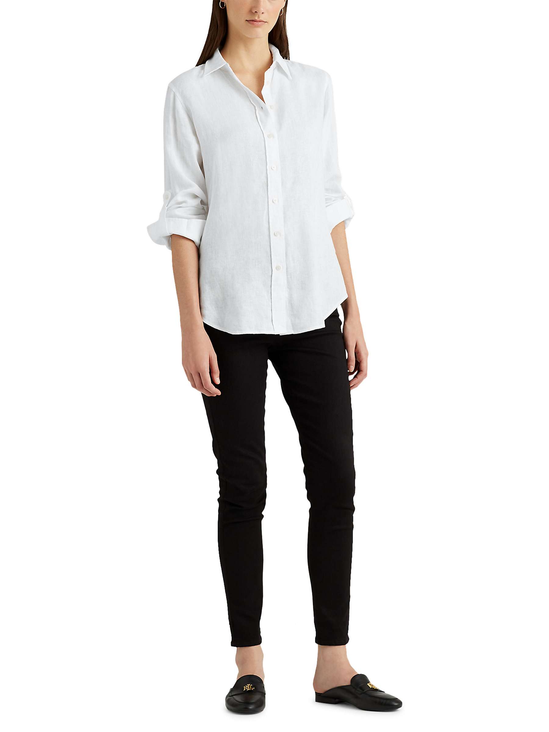 Buy Lauren Ralph Lauren Karrie Linen Shirt, White Online at johnlewis.com