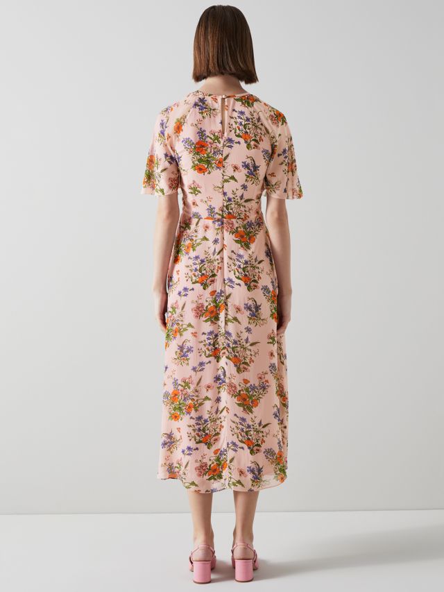 L.K.Bennett Elowen Floral Midi Dress, Pink/Multi, 6